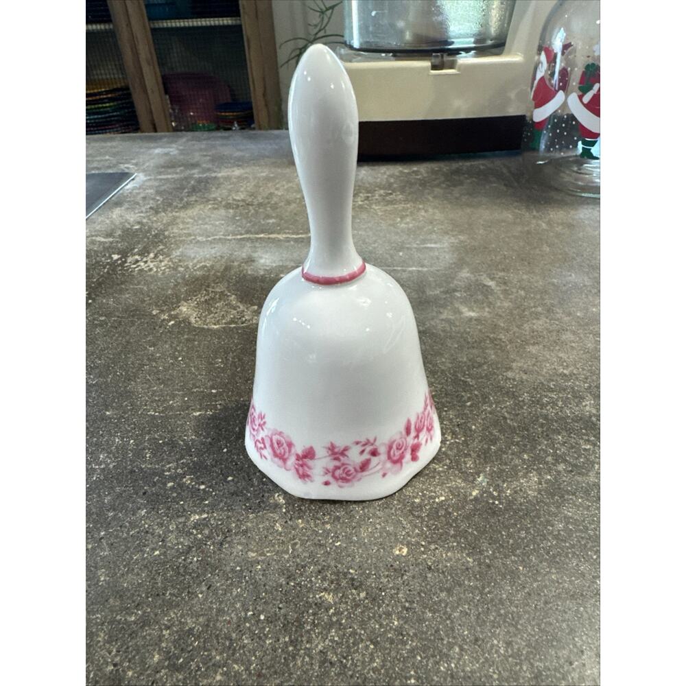Vintage Porcelain Bell Pink Floral Cottage Core Shabby Chic Feminine